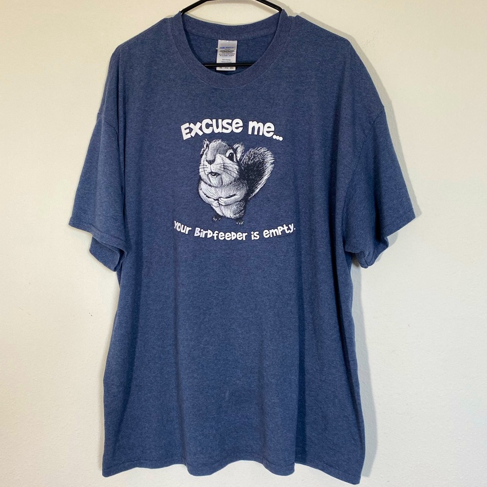 Plus Size Graphic Print Funny Tee Shirt Oversized Squirrel XXL Blue Vintage y2k
